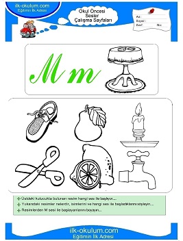 Çocuklar İçin M Sesi Çalışma Sayfaları 